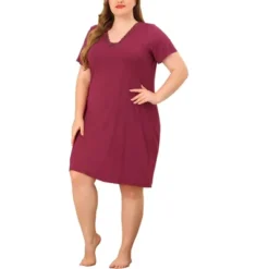 Agnes Orinda Women's Plus Size Solid Comfort Short Sleeves Nightgown -Agnes Sales Store GUEST 007de5fa 8d3b 4723 9ae3 ebce62a85c3a