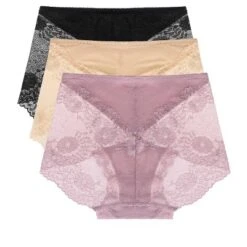 Agnes Orinda Women's 3 Pack Underwear Soft Briefs Lace Panties