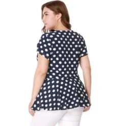 Agnes Orinda Women's Plus Size Polka Dots Fashion Workout Elegant Short Sleeves Peplum Top -Agnes Sales Store GUEST 01ca5eac e983 455f 933c 2bbe0cca69c2