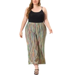 Agnes Orinda Women's Plus Size Boho Palazzo Lounge Wide Leg Pants With Elastic Waist And Stripe -Agnes Sales Store GUEST 0242a5d8 80bb 4fc5 9afe eb56d2548254