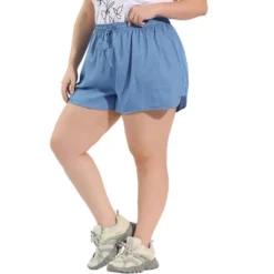 Agnes Orinda Women's Plus Size Denim Short Drawstring Elastic Waist Slant Pockets Shorts Light 8 Agnes Orinda Women's Plus Size Denim Short Drawstring Elastic Waist Slant Pockets Shorts Light -Agnes Sales Store GUEST 0259f15c 27aa 40b2 b684 04bb24ddb6da