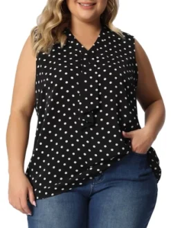 Agnes Orinda Women's Plus Size Elegant Formal Polka Dots Sleeveless Tie Neck Tank Top -Agnes Sales Store GUEST 02ec37c2 8f03 45ca 97f6 8f1e34301c9c