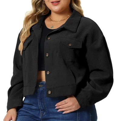Agnes Orinda Women's Plus Size Lightweight Cropped Button Down Corduroy Shacket Jackets 6 Agnes Orinda Women's Plus Size Lightweight Cropped Button Down Corduroy Shacket Jackets - Image 6
