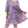 Agnes Orinda Women's Plus Size Elegant Floral Belted Waist 3/4 Sleeves Chiffon Dress