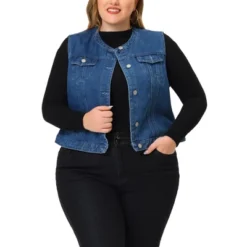 Agnes Orinda Plus Size Denim Vest For Women Button Down Collarless Jean Vest -Agnes Sales Store GUEST 044e51f3 bd7f 45bd 8b48 24b57bd59dff