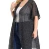 Agnes Orinda Women's Plus Size Cardigan Polka Dots Bell Sleeve Chiffon Summer Cardigans