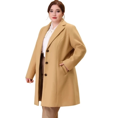 Agnes Orinda Women's Plus Size Winter Notched Lapel Single Breasted Pea Coat 15 Agnes Orinda Women's Plus Size Winter Notched Lapel Single Breasted Pea Coat - Image 15