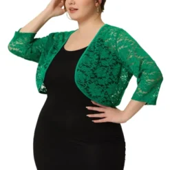 Agnes Orinda Women’s Plus Size Shrug Cardigan 3/4 Sleeves Floral Lace Crop Shrugs -Agnes Sales Store GUEST 04d678ed 8fb7 474f a118 72c2a55129dc