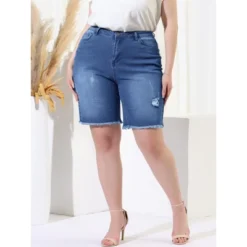 Agnes Orinda Women's Plus Size Denim Shorts Mid Rise Ripped Frayed Bermuda Jean Shorts -Agnes Sales Store GUEST 05016877 29c8 4456 ada2 1ab1b16f7c14
