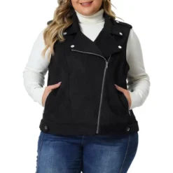 Agnes Orinda Women’s Plus Size Winter Lapel Zipper Utility Motorcycle Faux Suede Sleeveless Fashion Vests -Agnes Sales Store GUEST 059ada0f e8ad 44cc a571 49e2c2fbf7e6