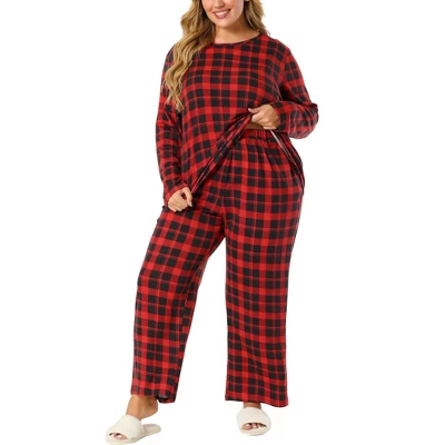 Agnes Orinda Women's Plus Size Nightgown Pajama Sets Buffalo Plaid Check Side Pocket Elastic Waist Relaxed Fit Sleepwear Pajamas 6 Agnes Orinda Women's Plus Size Nightgown Pajama Sets Buffalo Plaid Check Side Pocket Elastic Waist Relaxed Fit Sleepwear Pajamas - Image 6