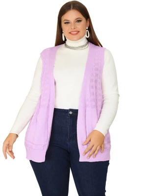 Agnes Orinda Women's Plus Size Open Front Chunky Knit Sweater Outwear Cardigan 2 Agnes Orinda Women's Plus Size Open Front Chunky Knit Sweater Outwear Cardigan - Image 2