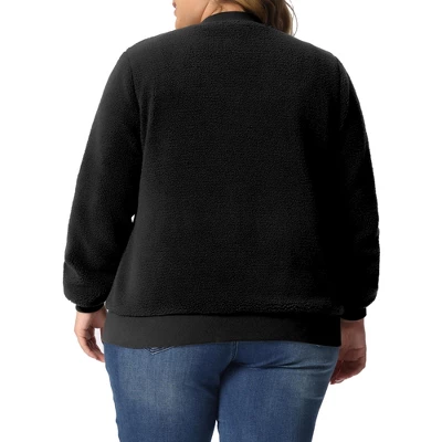 Agnes Orinda Women's Plus Size Shearling Fluffy Fuzzy Long Sleeve Zip Up Fleece Jackets 3 Agnes Orinda Women's Plus Size Shearling Fluffy Fuzzy Long Sleeve Zip Up Fleece Jackets - Image 3
