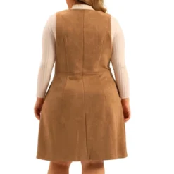 Agnes Orinda Women's Plus Size Overall Button Casual Faux Suede Dress -Agnes Sales Store GUEST 0722e215 f7f9 45e6 8637 2e2ef54a5a2a