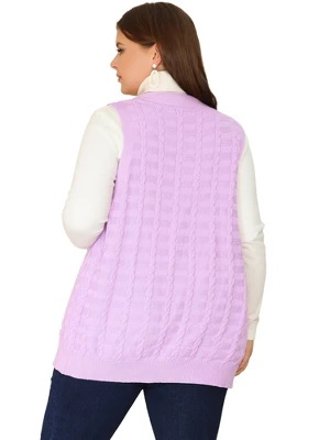 Agnes Orinda Women's Plus Size Open Front Chunky Knit Sweater Outwear Cardigan 3 Agnes Orinda Women's Plus Size Open Front Chunky Knit Sweater Outwear Cardigan - Image 3