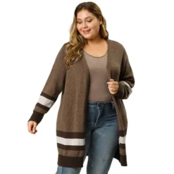 Agnes Orinda Women's Plus Size Multi Striped Open Front Sweater Cardigan -Agnes Sales Store GUEST 08276cd2 2e8d 4523 a0cb 4de92adb3fbe