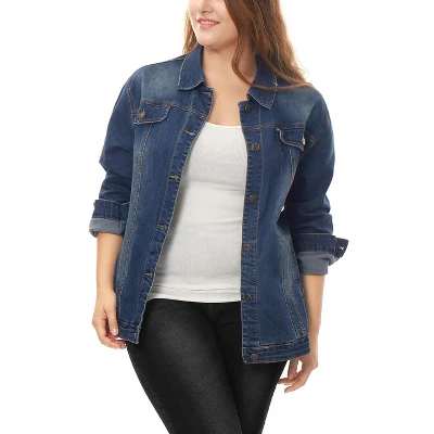Agnes Orinda Women's Plus Size Outerwear Button Front Washed Denim Jean Jacket 13 Agnes Orinda Women's Plus Size Outerwear Button Front Washed Denim Jean Jacket - Image 13