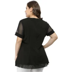 Agnes Orinda Women's Plus Size Round Neck Lace Swing Yoke Top -Agnes Sales Store GUEST 08928802 6632 44b3 b125 f1f73a381068