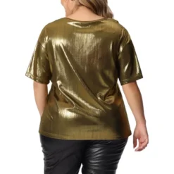 Agnes Orinda Women's Plus Size Metallic Holographic Concert Carival Party Blouse -Agnes Sales Store GUEST 08fe5bbe 652c 4123 b59e adc0b43a6887