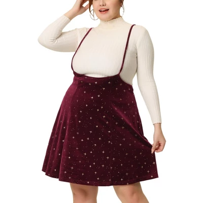 Agnes Orinda Women's Plus Size Velvet High-Rise Star Versatile Flared Skater Skirt 7 Agnes Orinda Women's Plus Size Velvet High-Rise Star Versatile Flared Skater Skirt - Image 7