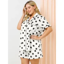 Agnes Orinda Womens Plus Size Bottom Polka Dots Short Sleeve Shirt And Shorts Pajama Set -Agnes Sales Store GUEST 097441a3 41ed 492c b917 2e35ccf0592d