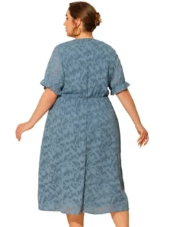 Agnes Orinda Women's Plus Size Elegant Lace Floral Ruffle Short Sleeve V Neck Trendy Midi Dresses -Agnes Sales Store GUEST 0b087797 62f6 4d22 b280 78c67de8077c