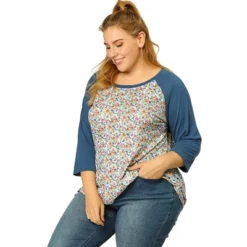 Agnes Orinda Women's Plus Size 3/4 Raglan Sleeves Floral Dressy Casual Peasant Tops -Agnes Sales Store GUEST 0b531e62 2bd0 406b 9734 0aaa8e44d1ae