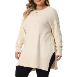 Agnes Orinda Women's Plus Size Oversized Crew Neck Long Sleeve Slit Hem Knit Pullover Sweater Tops 2023 -Agnes Sales Store GUEST 0b9b5f9e 09c8 46c8 81a3 79a28c3d9abc