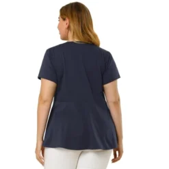 Agnes Orinda Women's Plus Size Pintuck Half Placket Button Front Peplum Blouses -Agnes Sales Store GUEST 0bee17f2 02d9 4c8d 9564 3ef487199289