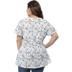 Agnes Orinda Women's Plus Size Peplum V Neck Smocked Waist Floral Chiffon Blouse -Agnes Sales Store GUEST 0d317c6f fa19 452f 80bc a3cd9f9eecad