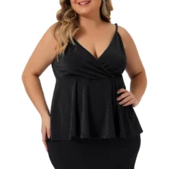Agnes Orinda Women's Plus Size V Neck Wrap Peplum Sleeveless Ruffle Hem Camisole -Agnes Sales Store GUEST 0d524e99 6f29 45fe be2b fba821d0164f