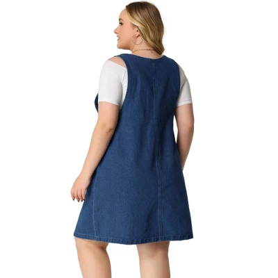 Agnes Orinda Women's Plus Size Denim Overall Adjustable Straps Denim Bib Jumper With Pockets Tutu Dresses 3 Agnes Orinda Women's Plus Size Denim Overall Adjustable Straps Denim Bib Jumper With Pockets Tutu Dresses - Image 3