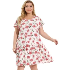 Agnes Orinda Women's Plus Size Short Sleeve Tie Waist Floral Dress -Agnes Sales Store GUEST 0e214e55 7e3a 46b2 a6d2 05fd023788b0