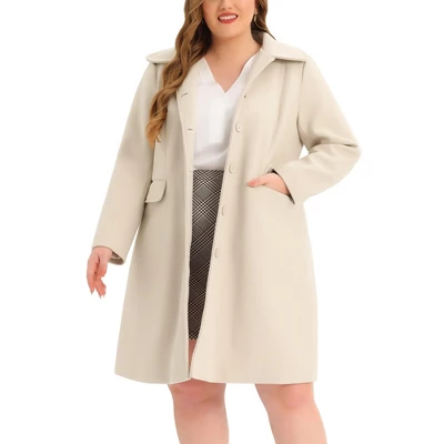 Agnes Orinda Women's Plus Size Coats Peter Pan Collar Single Breasted Long Coat 9 Agnes Orinda Women's Plus Size Coats Peter Pan Collar Single Breasted Long Coat - Image 9