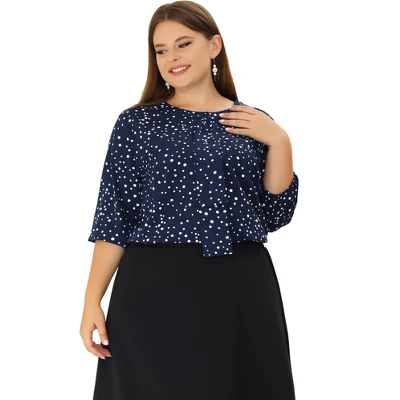Agnes Orinda Women's Plus Size Work Round Neck Ruffle Chiffon Blouse Top 16 Agnes Orinda Women's Plus Size Work Round Neck Ruffle Chiffon Blouse Top - Image 16