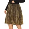 Agnes Orinda Women's Plus Size Skirt Metallic Party Disco Sparkle Suede Sequin Skirts