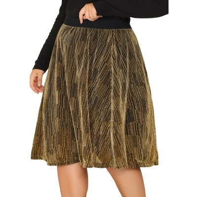 Agnes Orinda Women's Plus Size Skirt Metallic Party Disco Sparkle Suede Sequin Skirts 1 Agnes Orinda Women's Plus Size Skirt Metallic Party Disco Sparkle Suede Sequin Skirts