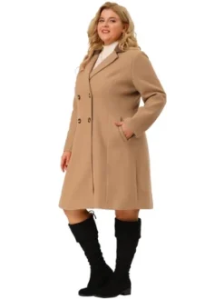 Agnes Orinda Women's Plus Size Fashion Notched Lapel Double Breasted Pea Coat -Agnes Sales Store GUEST 10a09264 9659 42ac 8e08 22992699b842