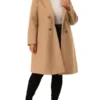 Agnes Orinda Women's Plus Size Fashion Notched Lapel Double Breasted Pea Coat