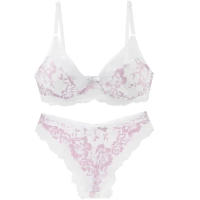 Agnes Orinda Women's Underwire Floral Lace Mesh Push-Up 2-Hook Lace Trim Bra And Panty Set 8 Agnes Orinda Women's Underwire Floral Lace Mesh Push-Up 2-Hook Lace Trim Bra And Panty Set - Image 8