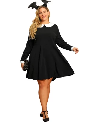 Agnes Orinda Women's Plus Size Peter Pan Collar A-Line Elegant Formal A Line Dress 2 Agnes Orinda Women's Plus Size Peter Pan Collar A-Line Elegant Formal A Line Dress - Image 2