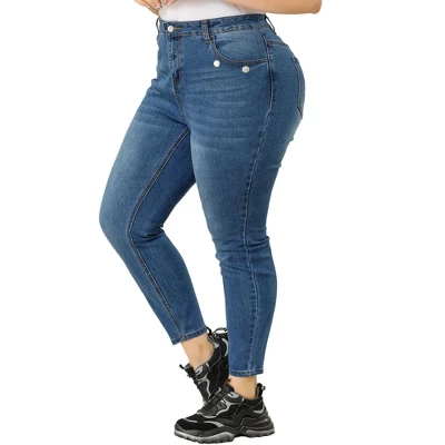 Agnes Orinda Women's Plus Size Denim Mid-Rise Stretch Washed Skinny Jeans 7 Agnes Orinda Women's Plus Size Denim Mid-Rise Stretch Washed Skinny Jeans - Image 7