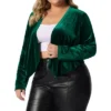 Agnes Orinda Women's Plus Size Velvet Long Sleeve Open Front Lightweight Casual Cardigans