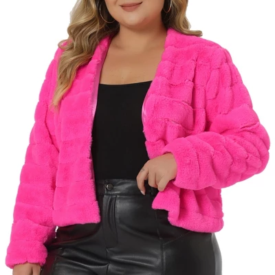 Agnes Orinda Women's Plus Size Fluffy Jacket Open Front Cropped Faux Fur Winter Jackets 6 Agnes Orinda Women's Plus Size Fluffy Jacket Open Front Cropped Faux Fur Winter Jackets - Image 6