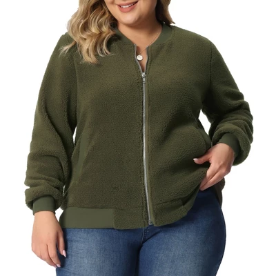 Agnes Orinda Women's Plus Size Shearling Fluffy Fuzzy Long Sleeve Zip Up Fleece Jackets 6 Agnes Orinda Women's Plus Size Shearling Fluffy Fuzzy Long Sleeve Zip Up Fleece Jackets - Image 6