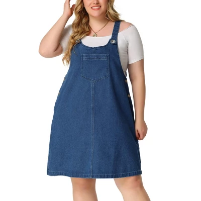 Agnes Orinda Women's Plus Size Denim Overall Adjustable Straps Denim Bib Jumper With Pockets Tutu Dresses 6 Agnes Orinda Women's Plus Size Denim Overall Adjustable Straps Denim Bib Jumper With Pockets Tutu Dresses - Image 6