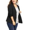 Agnes Orinda Women's Plus Size Fashion Formal With 3/4 Pleated Sleeves And Shawl Collar Blazers