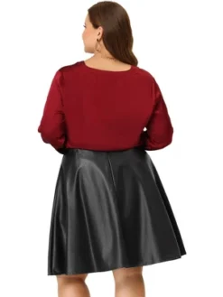 Agnes Orinda Women's Plus Size PU Skirt A-Line Versatile Flared Party Skirts 8 Agnes Orinda Women's Plus Size PU Skirt A-Line Versatile Flared Party Skirts -Agnes Sales Store GUEST 1538379a 5b9b 46b9 987e 2b758ae9264e