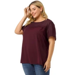 Agnes Orinda Plus Size Blouse For Women's Top T Shirt Contrast Panel Dots Summer Short Sleeve Blouse -Agnes Sales Store GUEST 1548b7c1 f65c 4eb2 ae85 8569322d8d3e