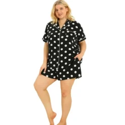 Agnes Orinda Womens Plus Size Bottom Polka Dots Short Sleeve Shirt And Shorts Pajama Set -Agnes Sales Store GUEST 154eadee 27b3 4411 b884 e725de9cf341